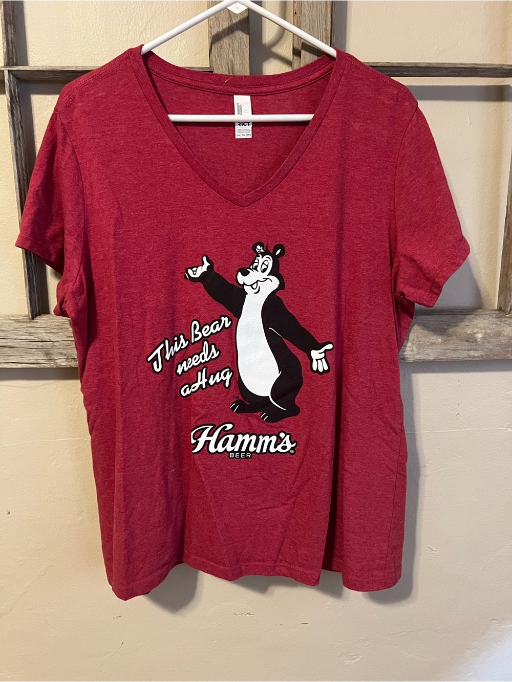 Women's Red V-Neck Graphic Tee